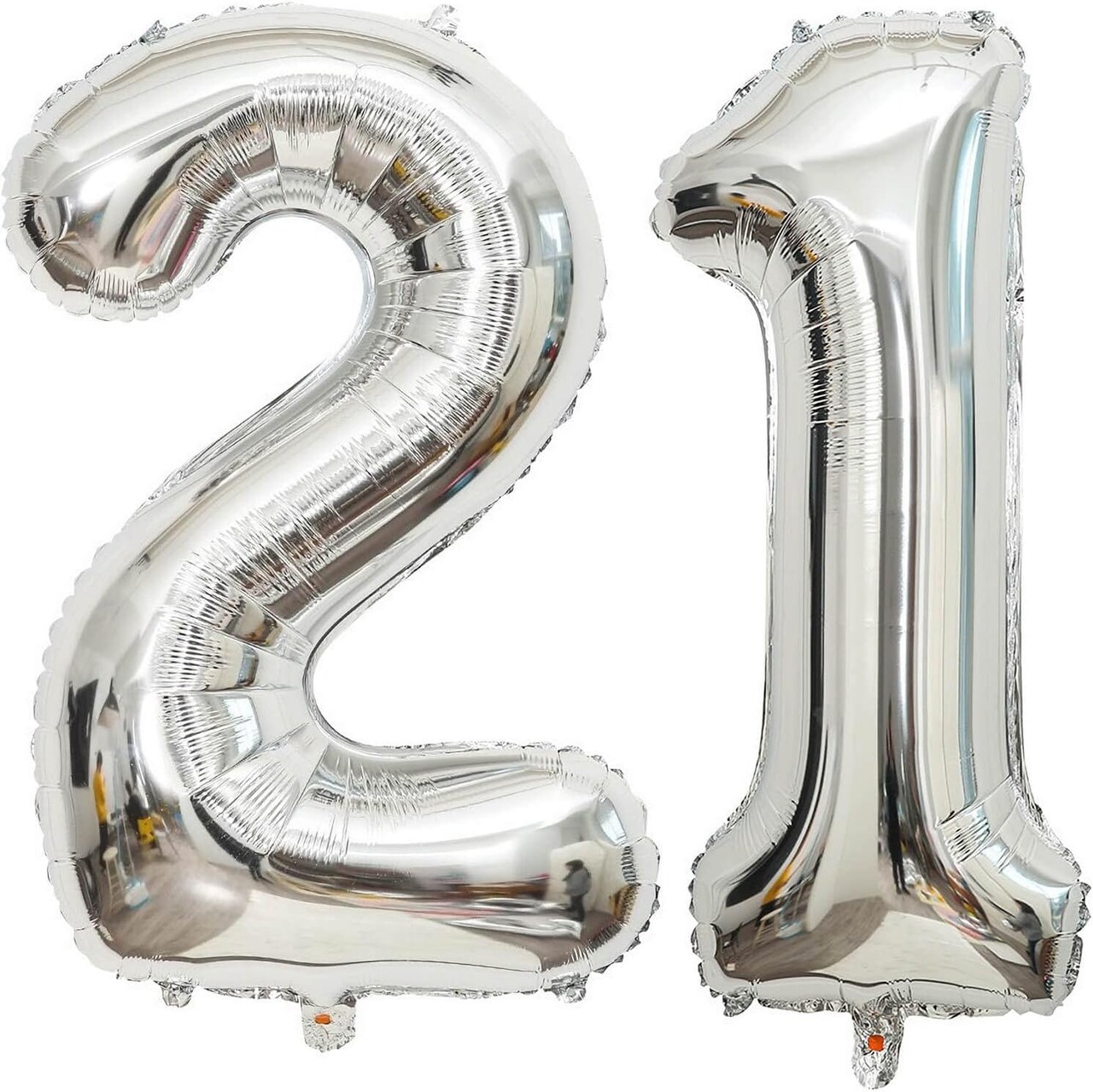 40 Inch Silver 21 Number Balloons Giant Jumbo Huge 12 or 21 Foil Mylar Helium Number (Silver 21)